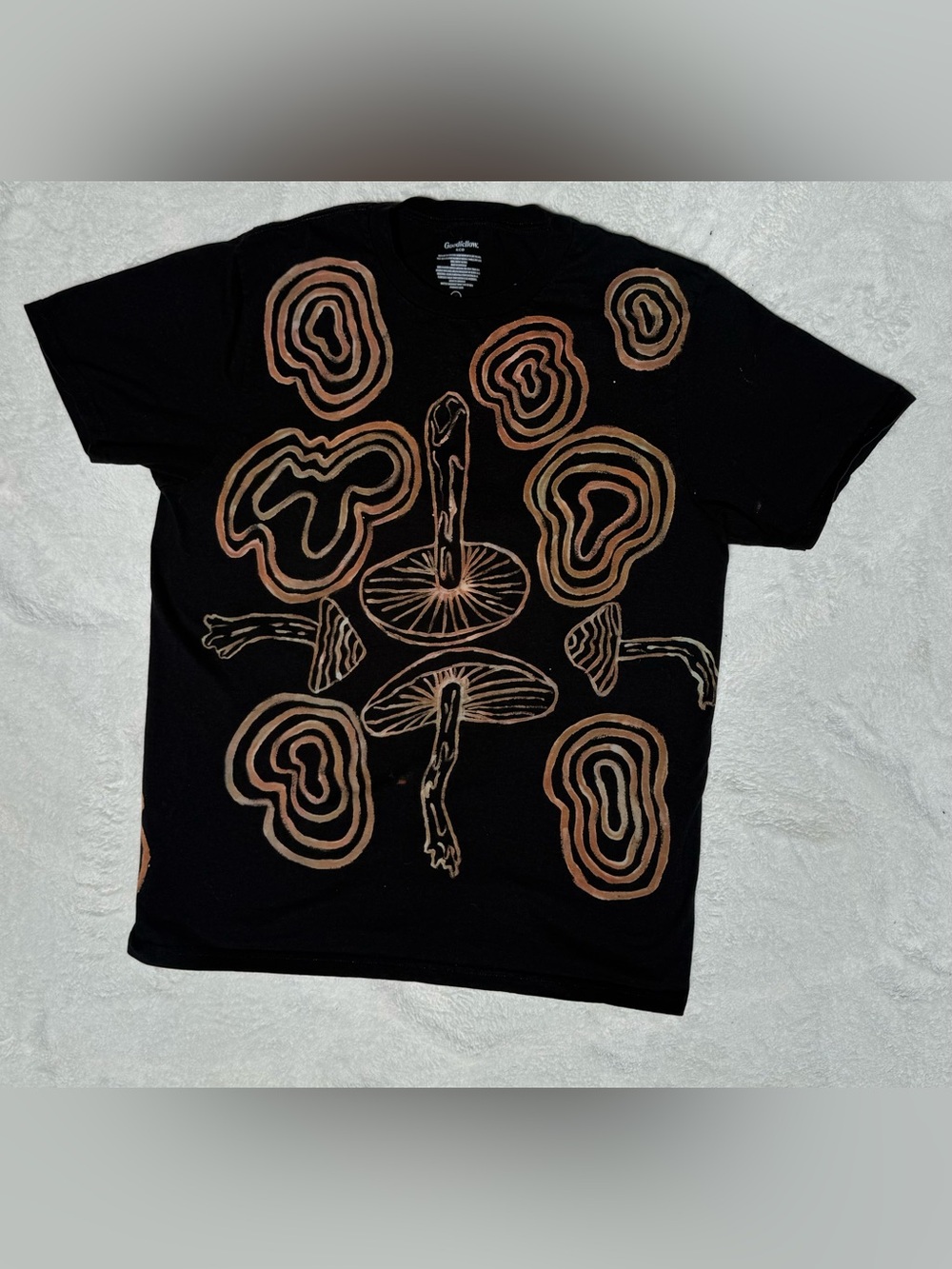 Large Trippy Mushroom T-shirt 100% Cotton Handpainted
